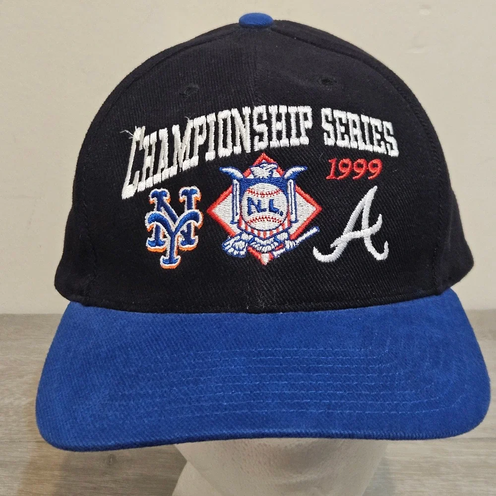 Vtg 90s 1999 Hat‎ Atlanta Braves NY Mets Championship Series New York MLB Twins